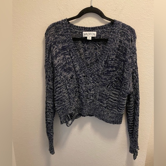 Wildfox v-neck knit distressed sweater - Picture 2 of 11